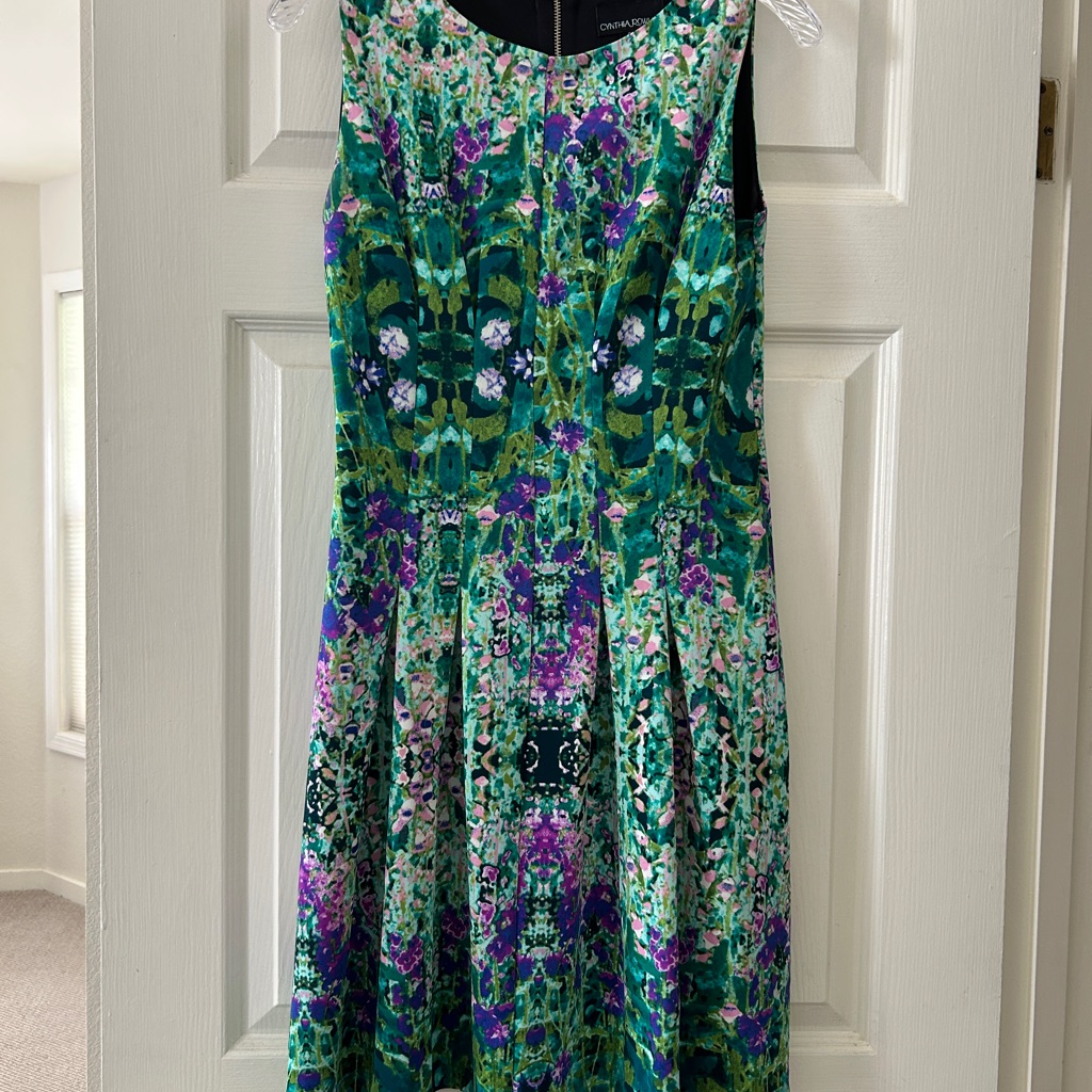 Cynthia Rowley Impressionist Watercolor Fit & Flare Floral Sleeveless Dress